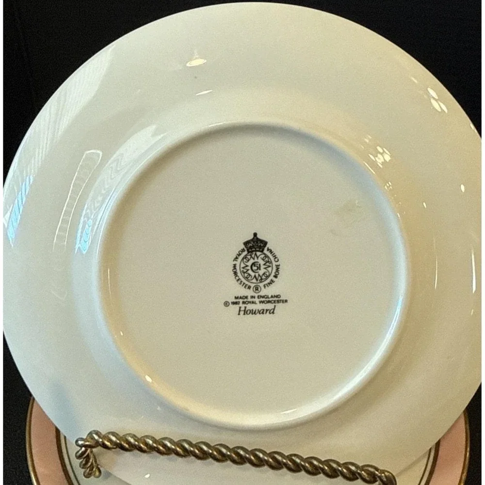 Royal Worcester Howard Pink Gold Trim Bread Butter Plate Plates Set Of 2 England